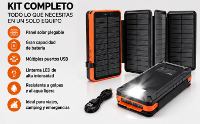 Power bank solar con paneles plegables - AP Tienda