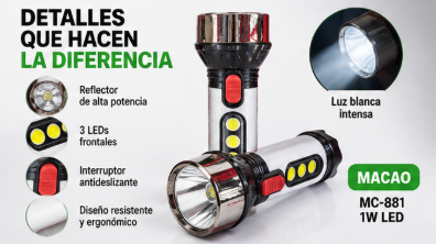 Linterna LED solar recargable MC-881 - vista 5